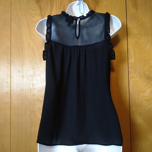 A.N.A A NEW APPROACH WOMEN'S XS BLACK SLEEVELESS SHEER BLOUSE PULLOVER - Picture 5 of 5